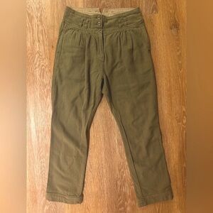 Free People High-Waisted Army Green Cropped Pants
